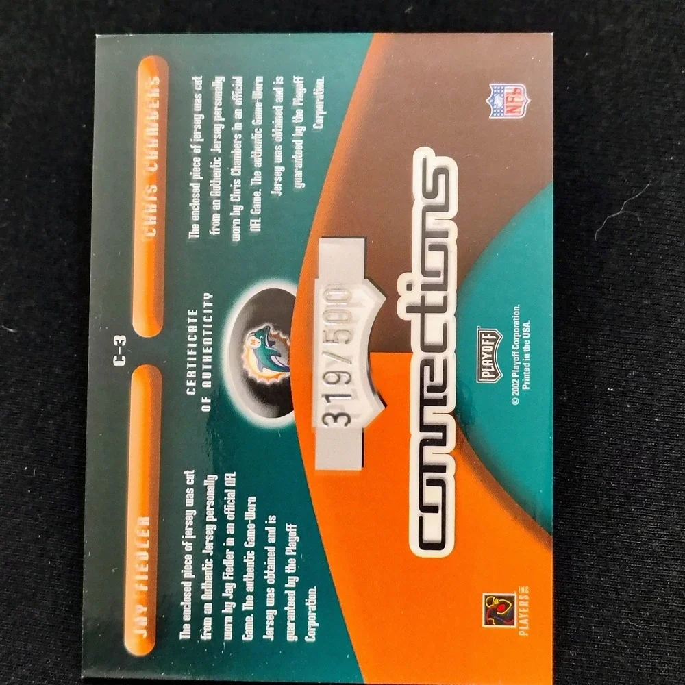 2002 Playoff Prestige Connections #C-3 Jay Fiedler Chris Chambers Miami Dolphins